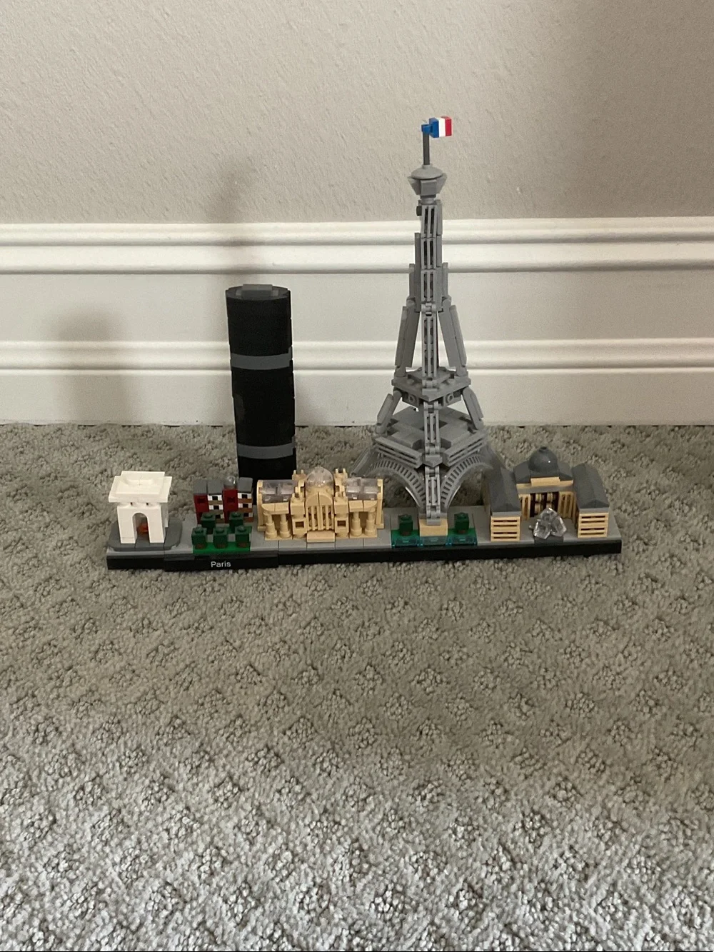 Lego Paris Skyline Set with Gray Eiffel Tower and Tricolor Flag